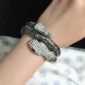 Silver black snake bracelet